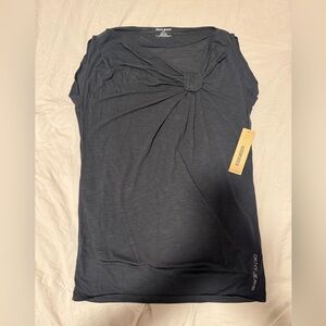 DKNY Women's Charcoal Knot-Front Tee